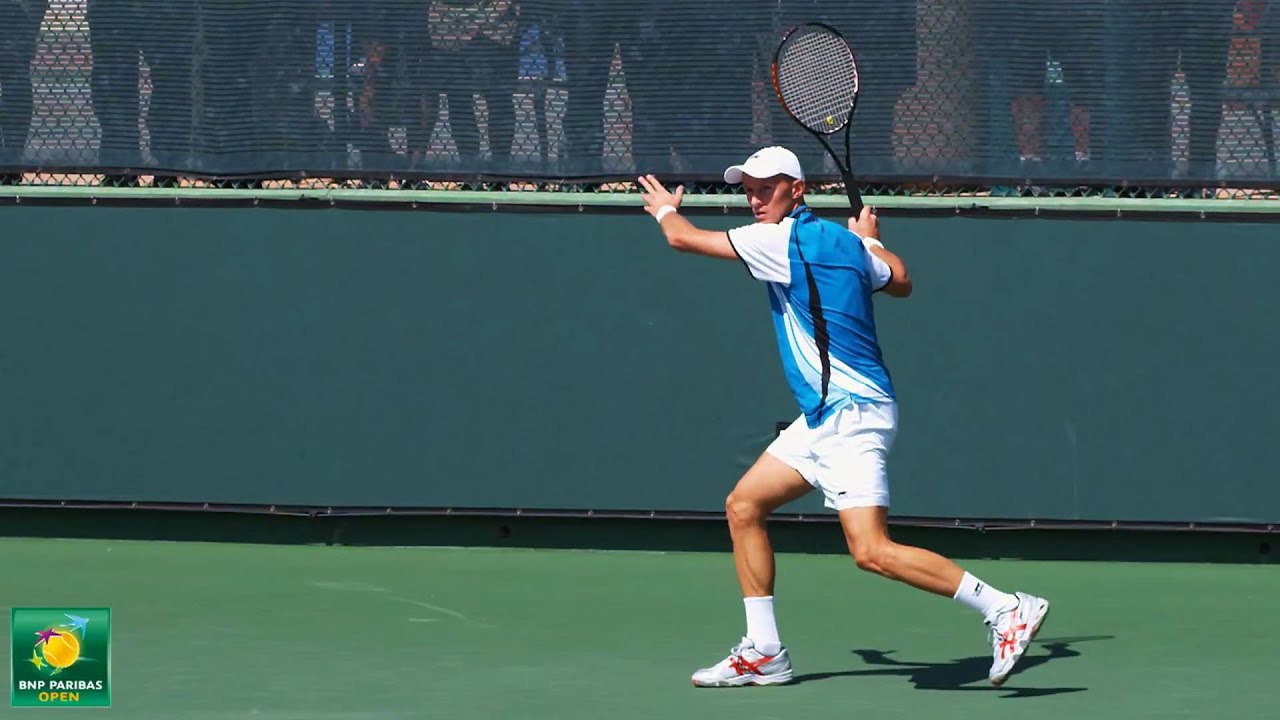 lessons review แปลว่า Nikolay Davydenko Hitting in Slow Motion HD -- Indian Wells Pt 01