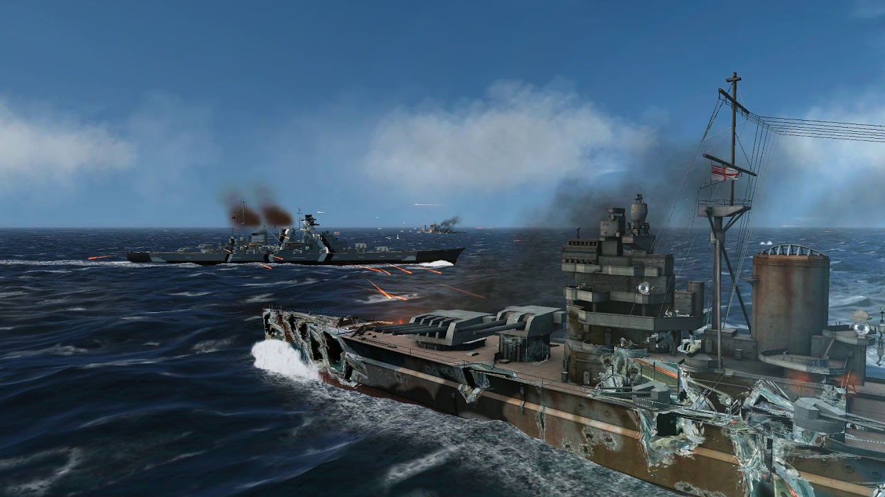 War Ace Campaign V5.1 | 2 German Battleships Vs 5 British Battleships