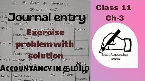 journal entry worked problems with solution in tamil |11th std basic accounts in tamil| தமிழில்
