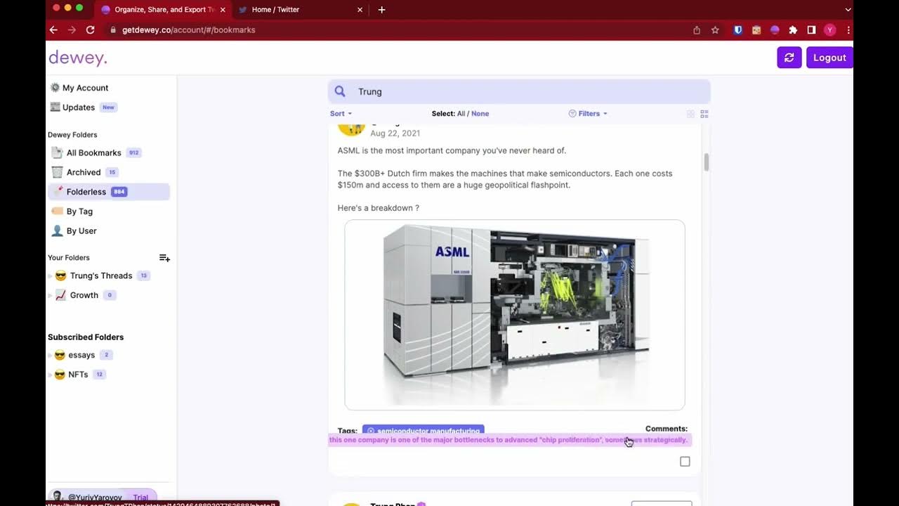 How to Create Folders for Your Twitter Bookmarks with dewey YouTube