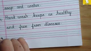 10 Lines on Hand Wash / Neat and Clean Cursive Handwriting / Writing Practice / English #535
