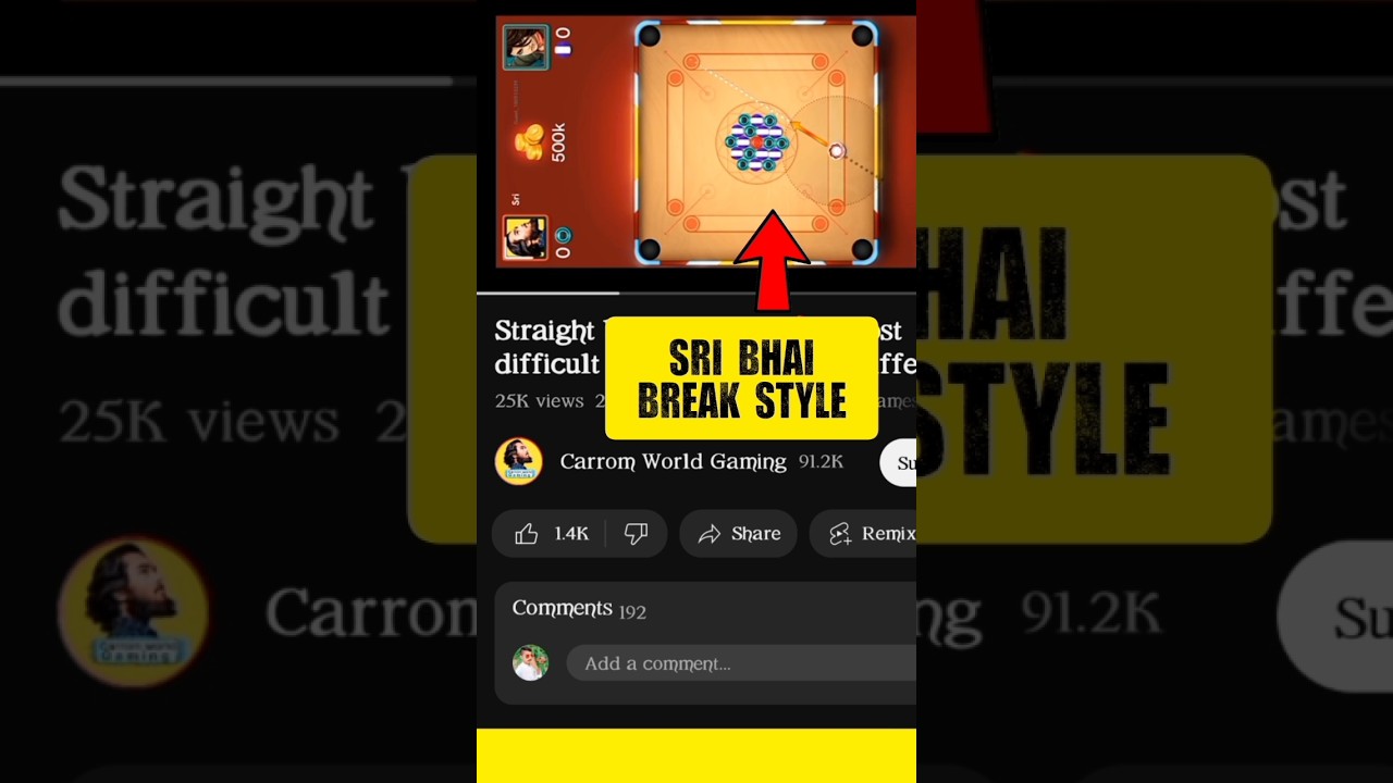 Sri Bhai Break Shot - Unique Break Trick - Carrom Pool