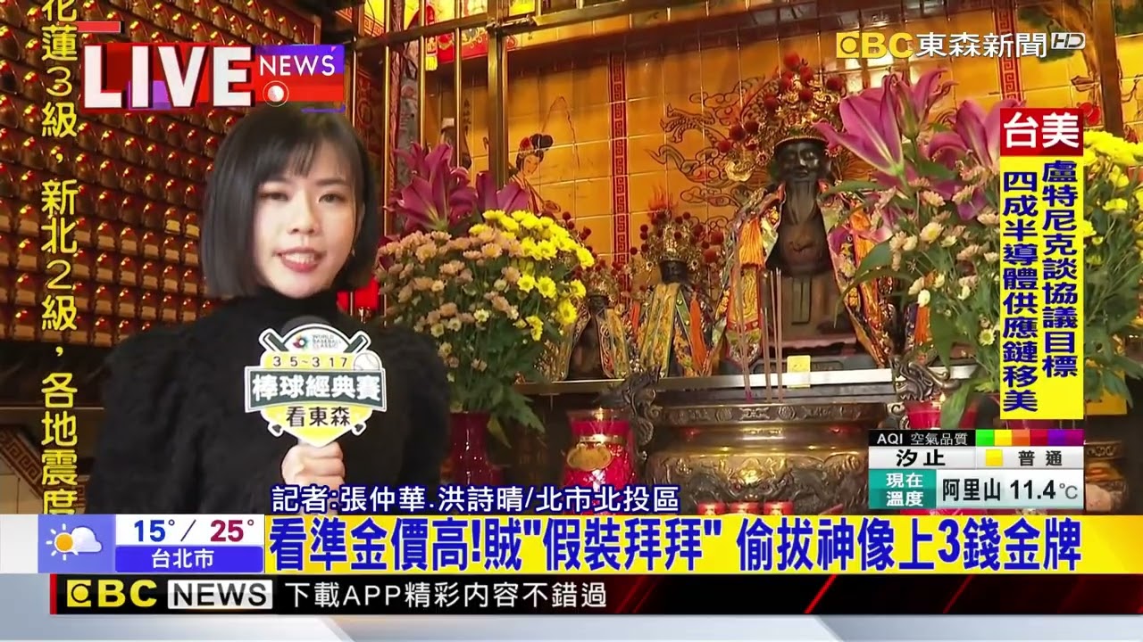 看準金價高！賊「假裝拜拜」 偷拔神像上3錢金牌