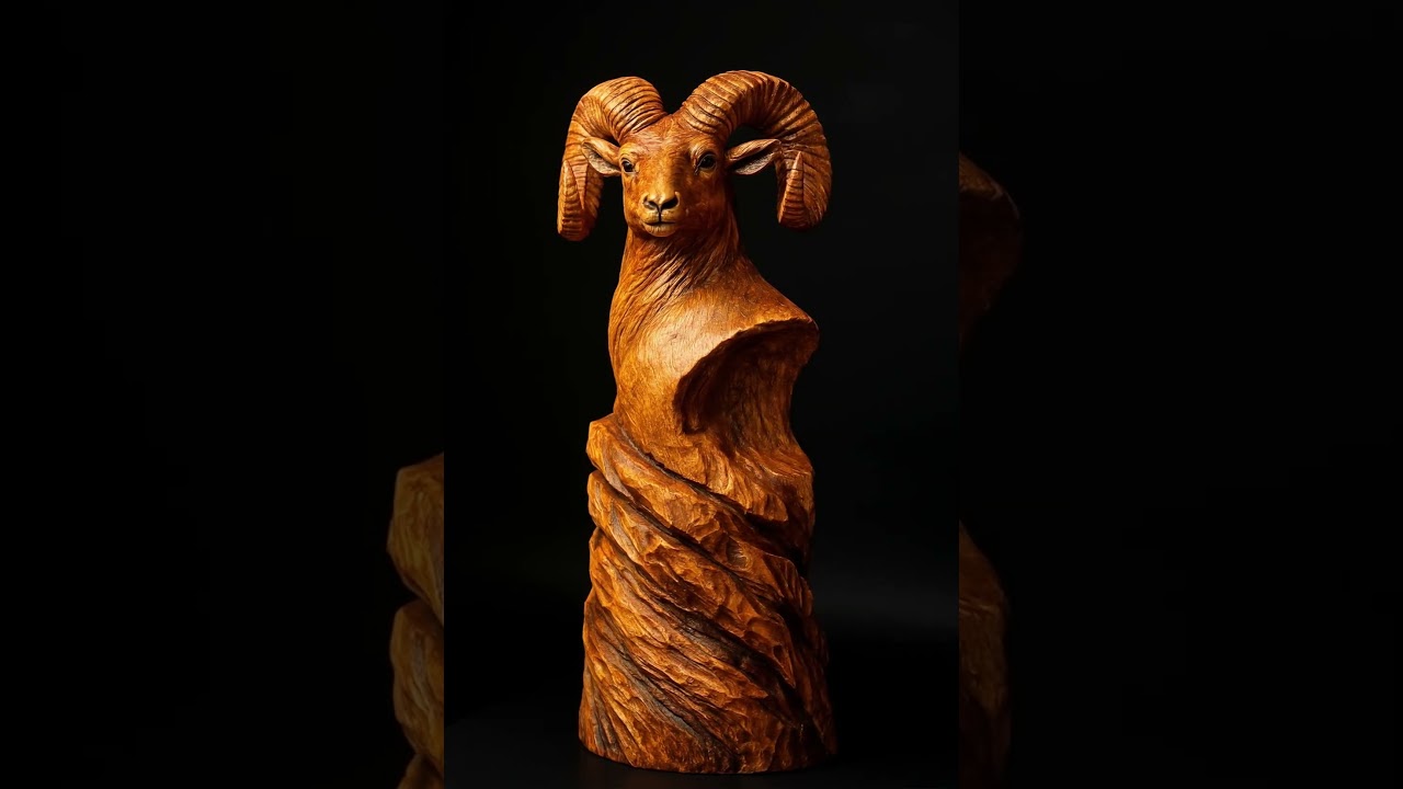Majestic Ram Sculpture – A Masterpiece in Wood