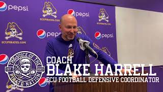 WATCH: ECU Football Defensive Coordinator Blake Harrell after practice