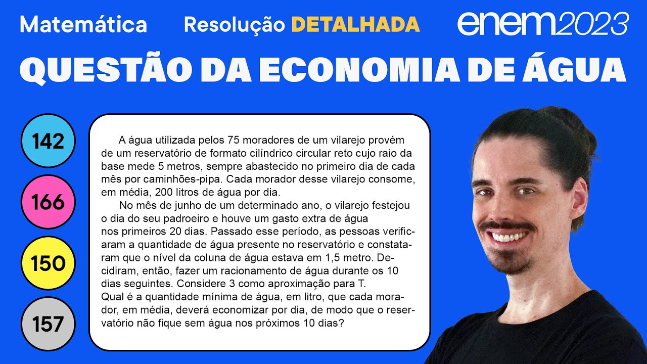 🔵 Questão da economia de água: ENEM 2023 Matemática (Detalhada) - Cilindros