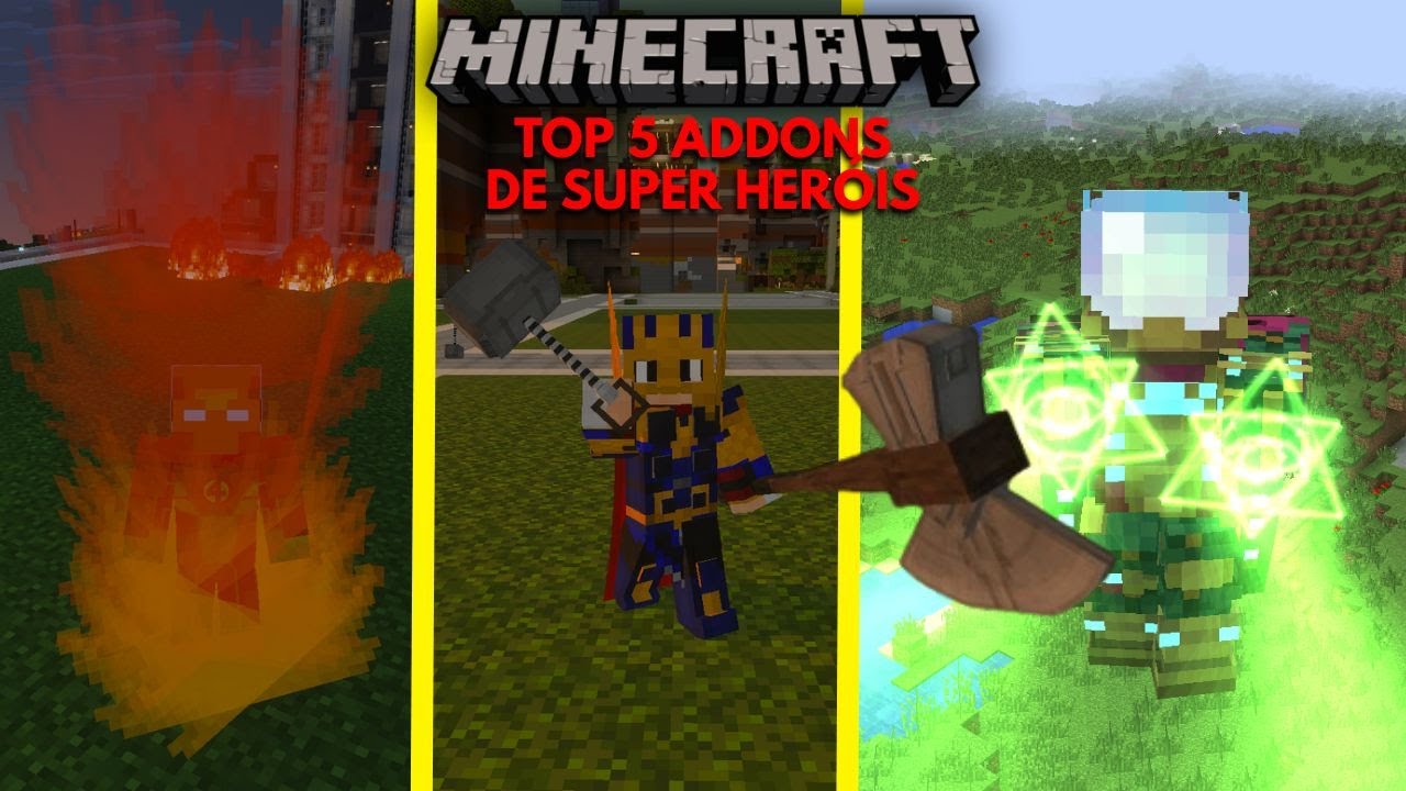 TOP 5 MELHORES ADDONS de SUPER HEROIS para MINECRAFT PE/BEDROCK - YouTube