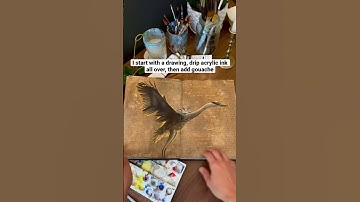 Tour my Bird Sketchbook made with Gouache & Acrylic Ink #shorts #sketchbook #gouache #ink #painting