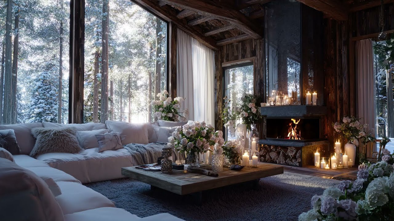 Soft Piano Notes Blend With Falling Snow And Fire Sounds For Relaxing Winter Nights