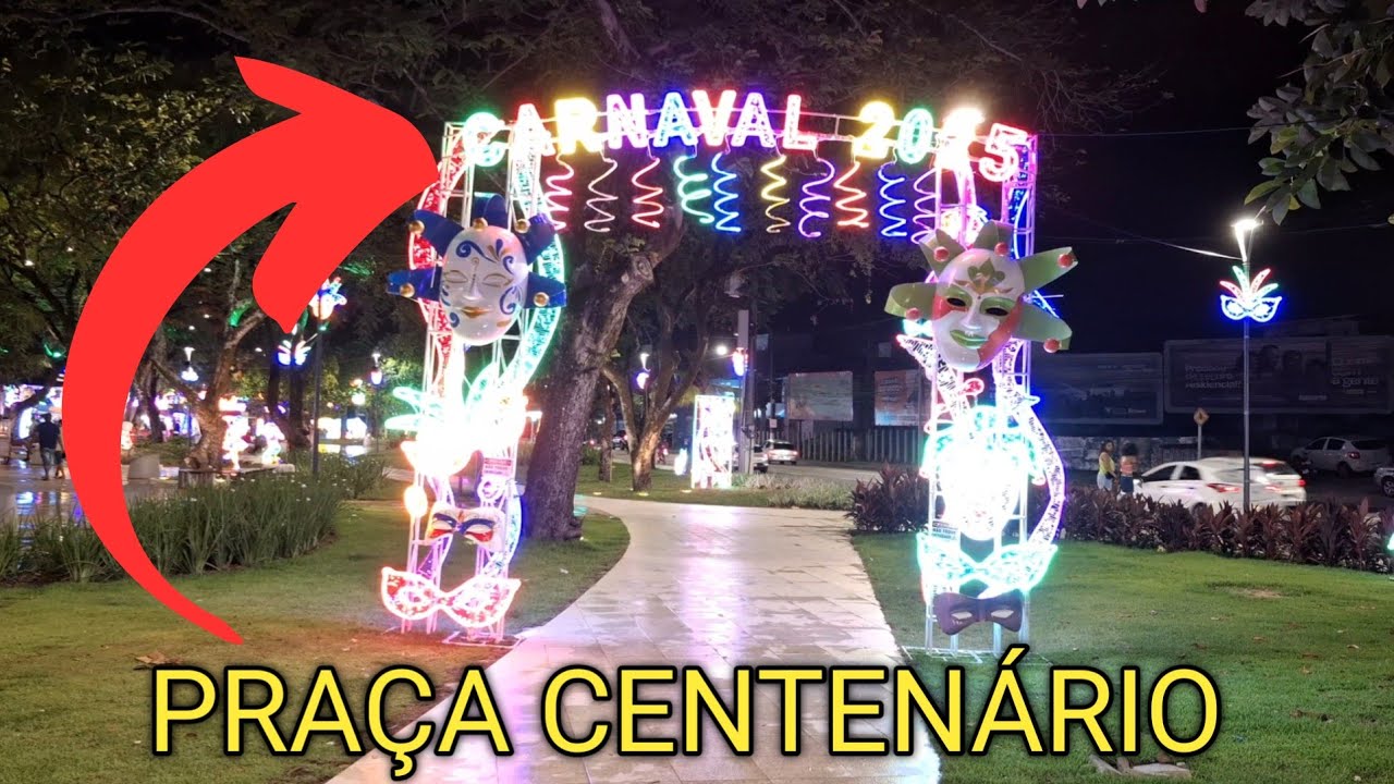 Decoração de carnaval 2025 da praça Centenário em Maceió-AL | 4K UHD