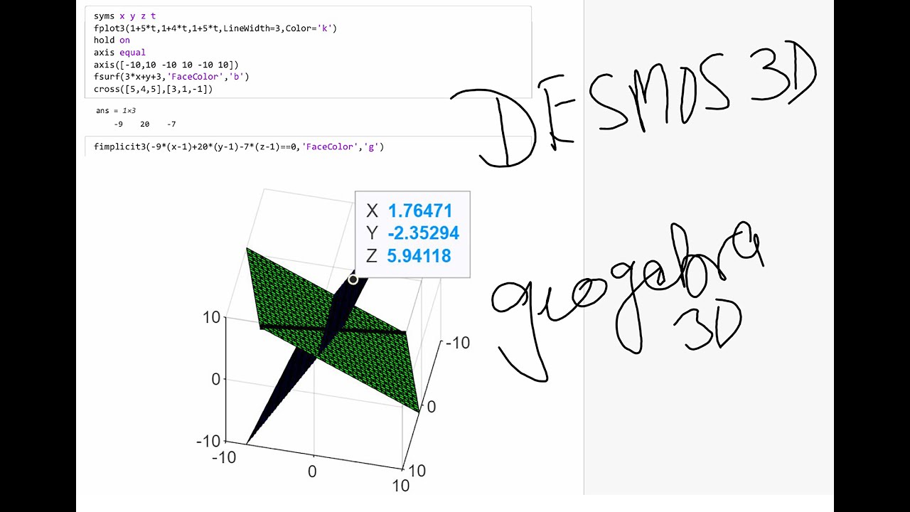 Matlab Plane Model MATLAB PLANE CONTAINING A GIVEN LINE PERPENDICULAR GIVEN PLANE - YouTube