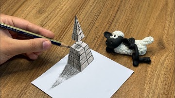 3d drawing pyramid : easy 3d drawing pyramid on paper for beginners