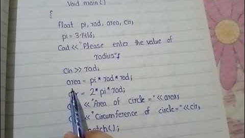 area and circumference of a circle//c++ program.