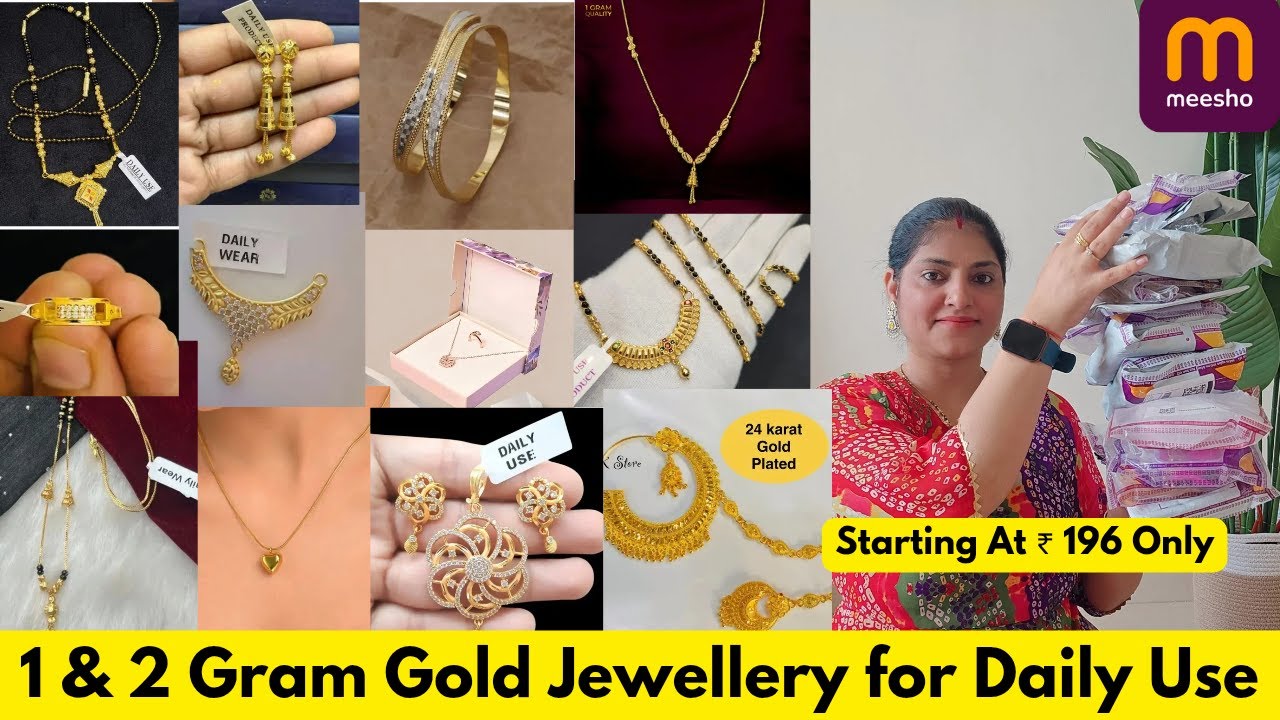 Huge Meesho 1 & 2 Gram Gold Jewellery Haul |Mangalsutra , Pendant, Nath ,Ring , Earring , Bangles