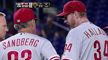 Halladay leaves the game with arm fatigue