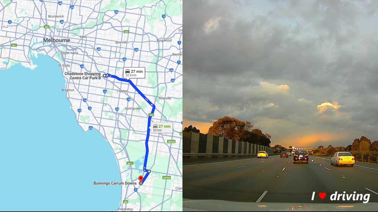 DASH CAM AUSTRALIA, MELBOURNE, Driving from Malvern East  to Carrum Downs