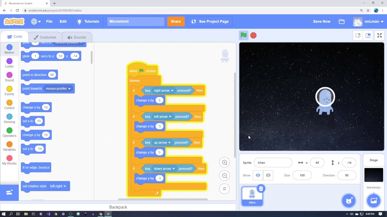 Coding Simple Movement in Scratch - YouTube