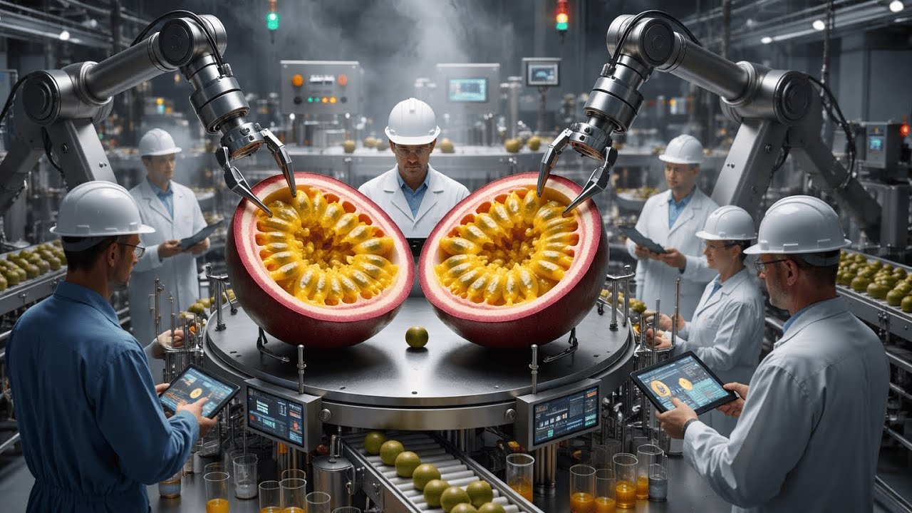 Inside a Modern Passion Fruit Factory That Extracts Millions of Golden Seeds | Full Process