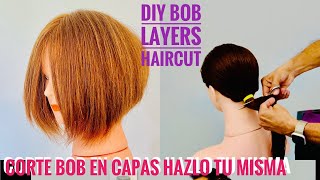 CORTE BOB EN CAPAS HAZLO TU MISMA  DIY Bob Layers Haircut