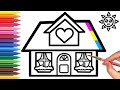 Drawing House With Rainbow Colors for Children 🌈