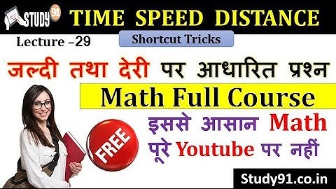 29.Time Speed and Distance Trick | Time Speed Distance Concept/Problems/Solutions/Tricks/Questions
