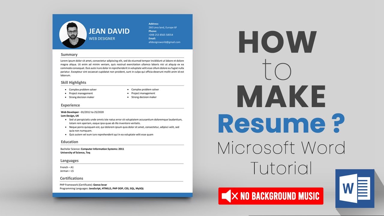 แจก resume word  New Update  Resume Template Word DOWNLOAD FREE ⬇ (2021) How to Make CV in MS Word