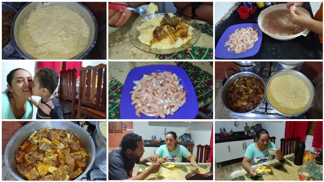 LIMPANDO CAMARÃO E FAZENDO XERÉM CREMOSO PARA O JANTAR COM CARNE GUISADA