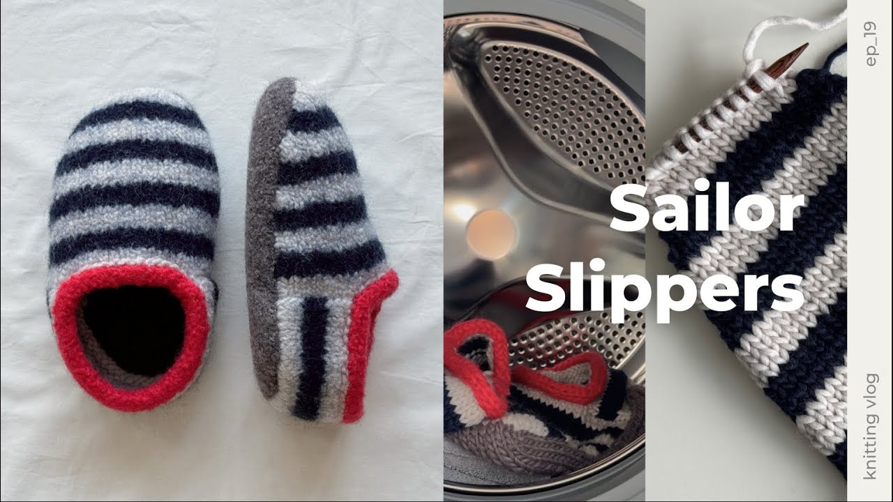 [뜨개로그 ep19] ⚓️ 세일러슬리퍼 | 폭닥폭닥 펠팅 슬리퍼 만들기 | 드롭스스노우 울웨어하우스 직구 (sub)