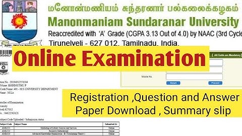 M S University Online Exam Registration l Answer script | Download | Upload |Tamil