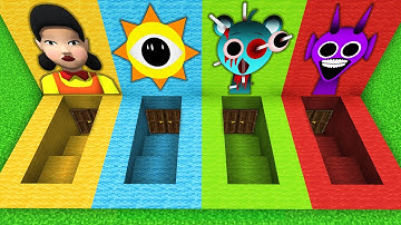 SURVIVAL IN BASEMENT SQUID GAME 2 & INCREDIBOX SPRUNKI with Poppy Playtime 4 - Minecraft Animation