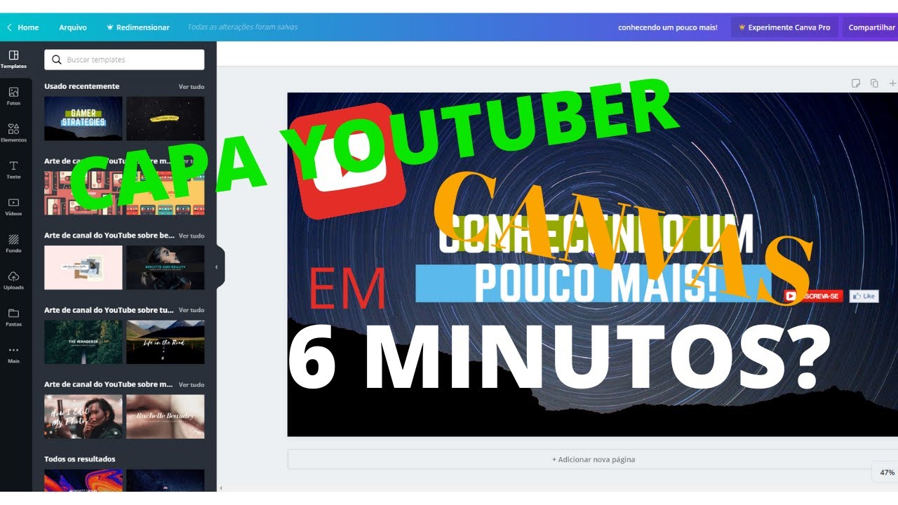 Como criar capa do youtube? Criando capa youtube com o CANVAS em 6 ...