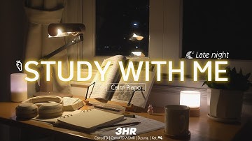 3-HOUR STUDY WITH ME | Calm Piano 🎹, Rain sounds 🌧️🔥 | Pomodoro 50-10 | Late night