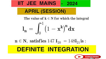 The value of k€N for which integral In=integration from 0 to1(1-x^k)dx n€N,satisfies147 I 20=148 I21