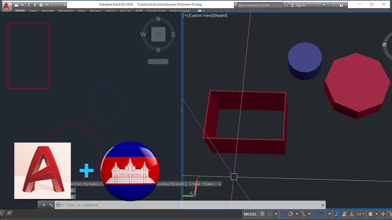 AUTOCAD 3D KHMER TUTORIAL | How to Use Extrude in Auto CAD 2018 ...