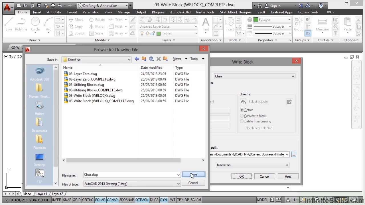 AutoCAD Working Smarter and Faster Tutorial Write Block (WBLOCK