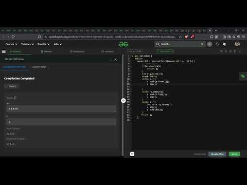 Reverse First K Elements of a Queue | GFG Solution in C++ (Using Stack)