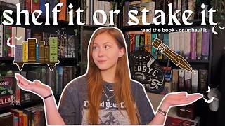 randomly reading books off my shelves to determine if they stay or go📚🩸 | SHELF IT OR STAKE IT EP. 1