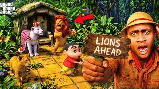 Franklin Found A Dangerous Hungry Angry LION fight Wild Stray Dogs In GTA 5 !!🔥🦁 screenshot 5