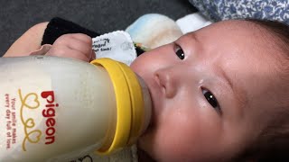 Baby's drinking milk ♪ [64 days after birth]