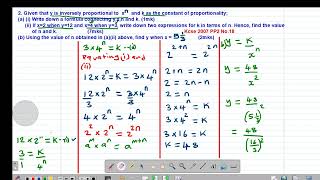 FORM 3: FORMULA AND VARIATION: LESSON 7 (KCSE 2007 PP2. NO.18)