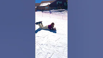 Girl Faceplants Learning to Snowboard