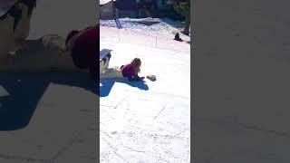 Girl Faceplants Learning to Snowboard