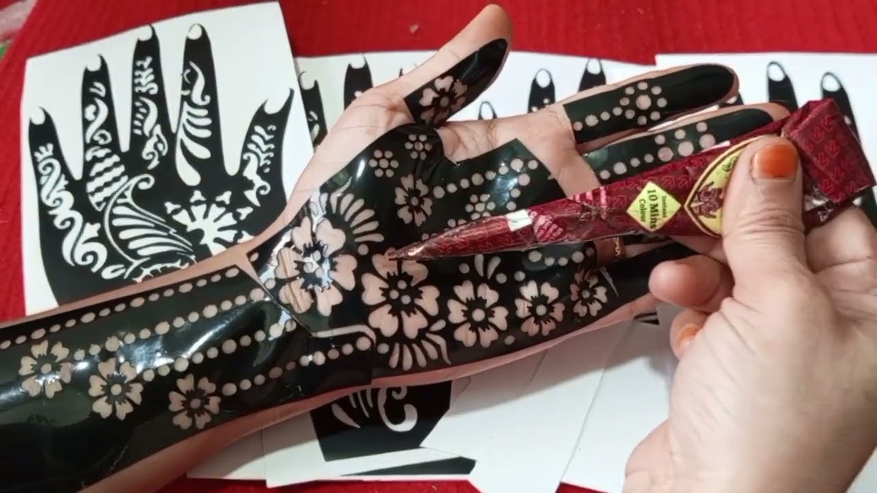 🤭Tried Reusable mehndi sticker first time look what happened/how to use mehndistencil#mehndistencil