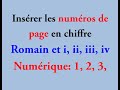 Comment insrer les numros de page en chiffre romain et numrique