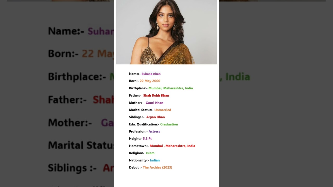 Beautiful Actress Suhana Khan Biography 