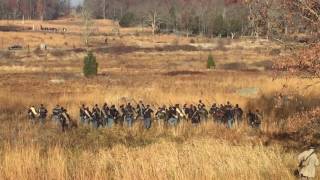 The Liberty Rifles recreating the Pennsylvania Reserves' assault at Gettysburg, November 2016.