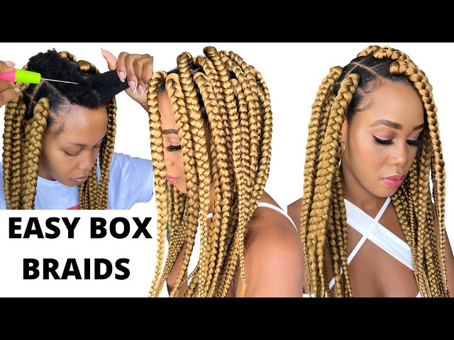 🔥How To :BOX BRAIDS /🚫NO RUBBER BANDS  / CROCHET METHOD /Protective Styles / Tupo1 class=