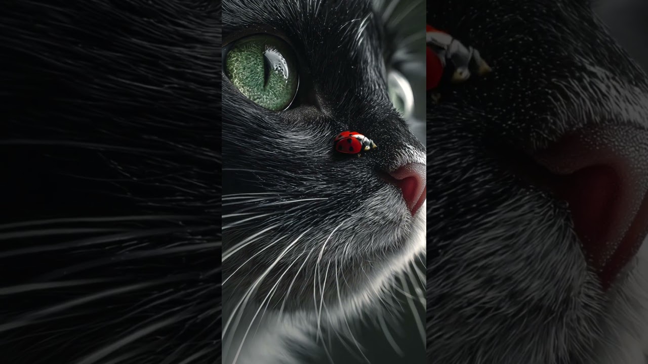 Mesmerizing Macro Close-Up of Black Cat and Ladybug in Stunning Detail 