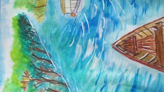 river easy paintings painting forest through