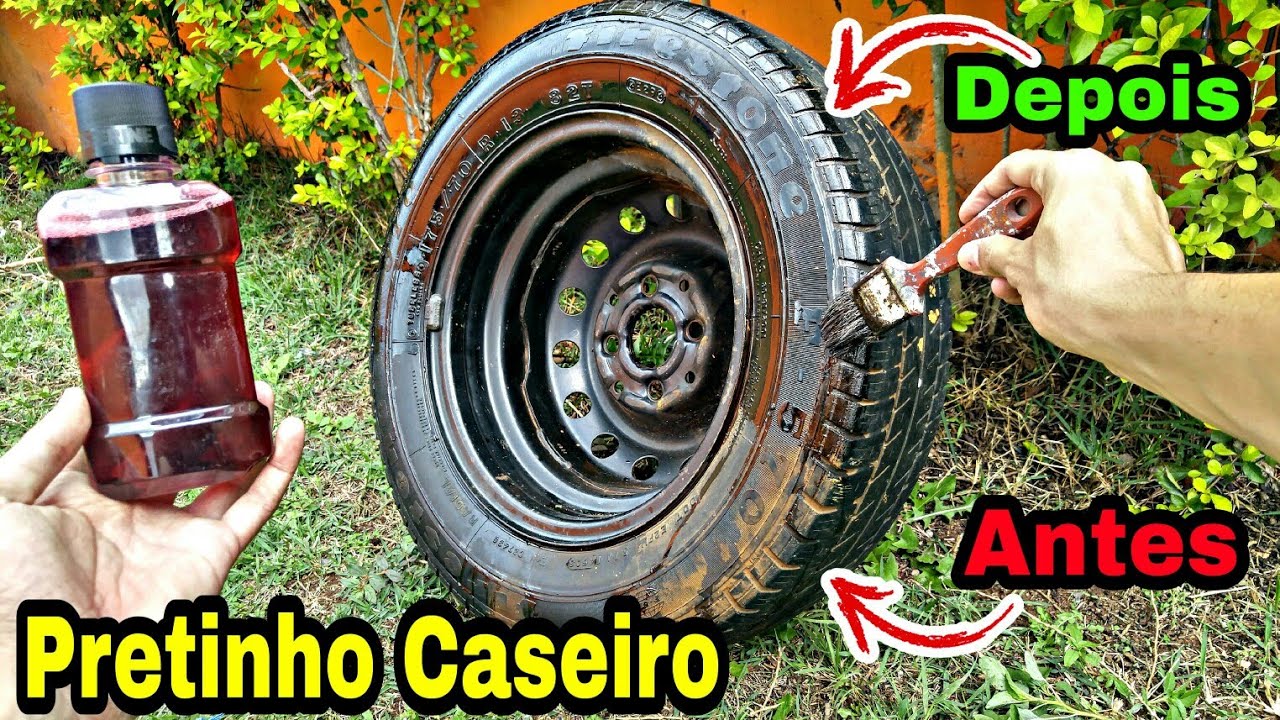 Como Fazer Pretinho Caseiro para Pneu com Super Brilho - YouTube